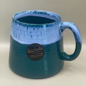 Barcela Portugal Handmade Ceramics Pottery Coffee Tea 2 Tone Blue Mug NEW